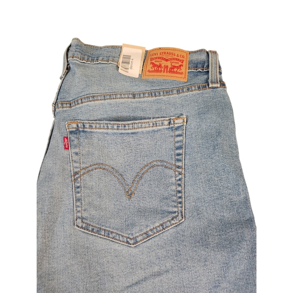 Levi's Wedgie Straight Jeans Women 20W Light Blue Distressed High Rise Stretch